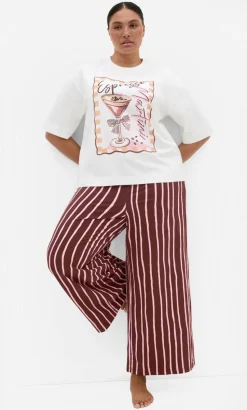 Arabella Stripe Pyjama Pant - choc berry