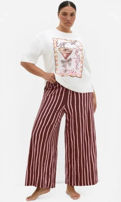 Arabella Stripe Pyjama Pant - choc berry