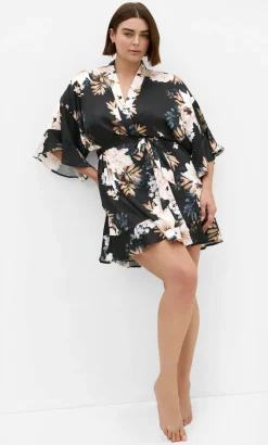 Arcadia Short Kimono - black