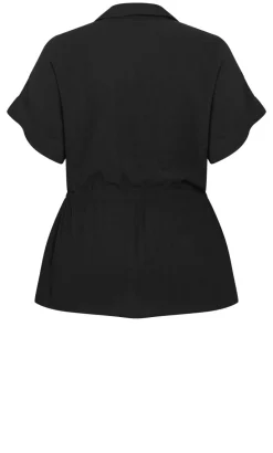 Aria Cinched Shirt - black