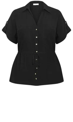 Aria Cinched Shirt - black