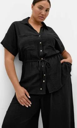 Aria Cinched Shirt - black