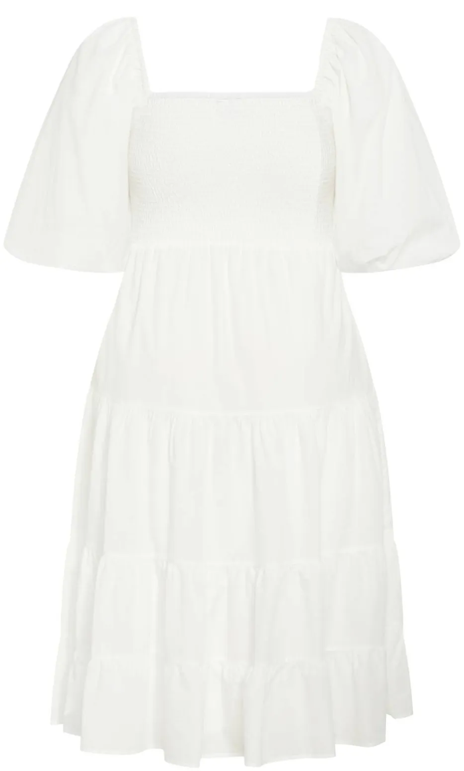 Ariella Puff Sleeve Midi Dress - ivory