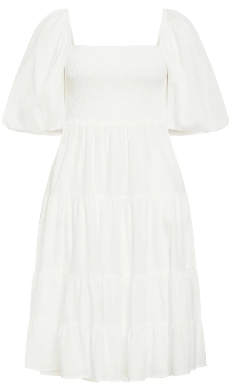 Ariella Puff Sleeve Midi Dress - ivory