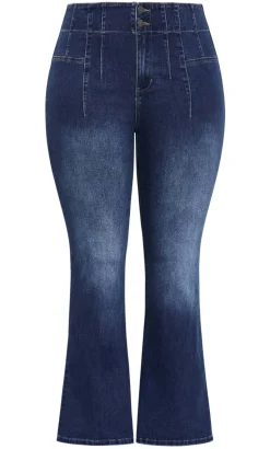Asha Fit Pin Woodstock Flare Leg Jean - mid wash