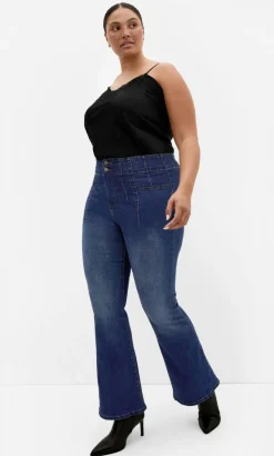 Asha Fit Pin Woodstock Flare Leg Jean - mid wash