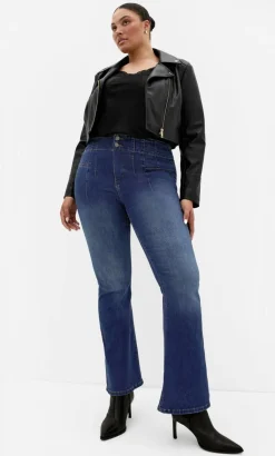 Asha Fit Pin Woodstock Flare Leg Jean - mid wash