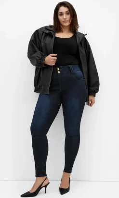 Asha Fit Skinny Leg Short Jean - dark wash