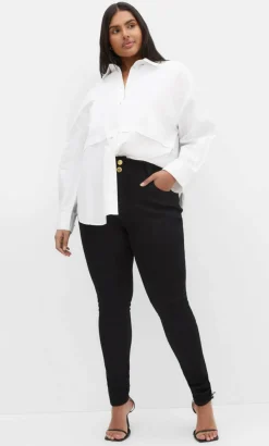 Asha Fit Skinny Leg Short Jean - black