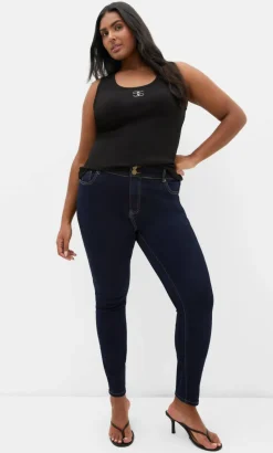 Asha Fit Ultra Skinny Leg Short Jean - dark wash