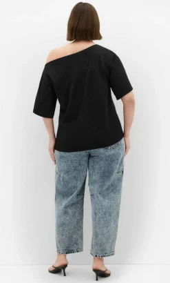 Asymmetrical Cotton Tee - black