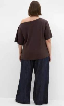 Asymmetrical Cotton Tee - espresso