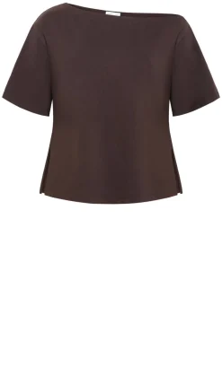 Asymmetrical Cotton Tee - espresso