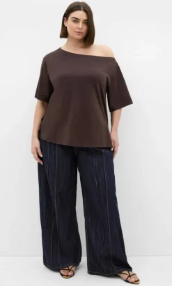 Asymmetrical Cotton Tee - espresso