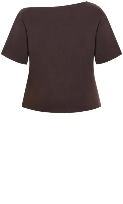 Asymmetrical Cotton Tee - espresso