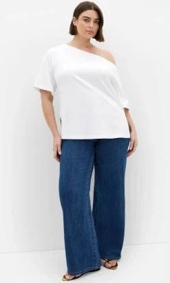 Asymmetrical Cotton Tee - ivory