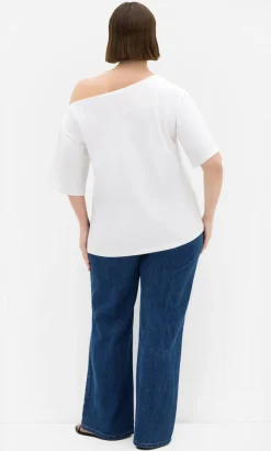 Asymmetrical Cotton Tee - ivory