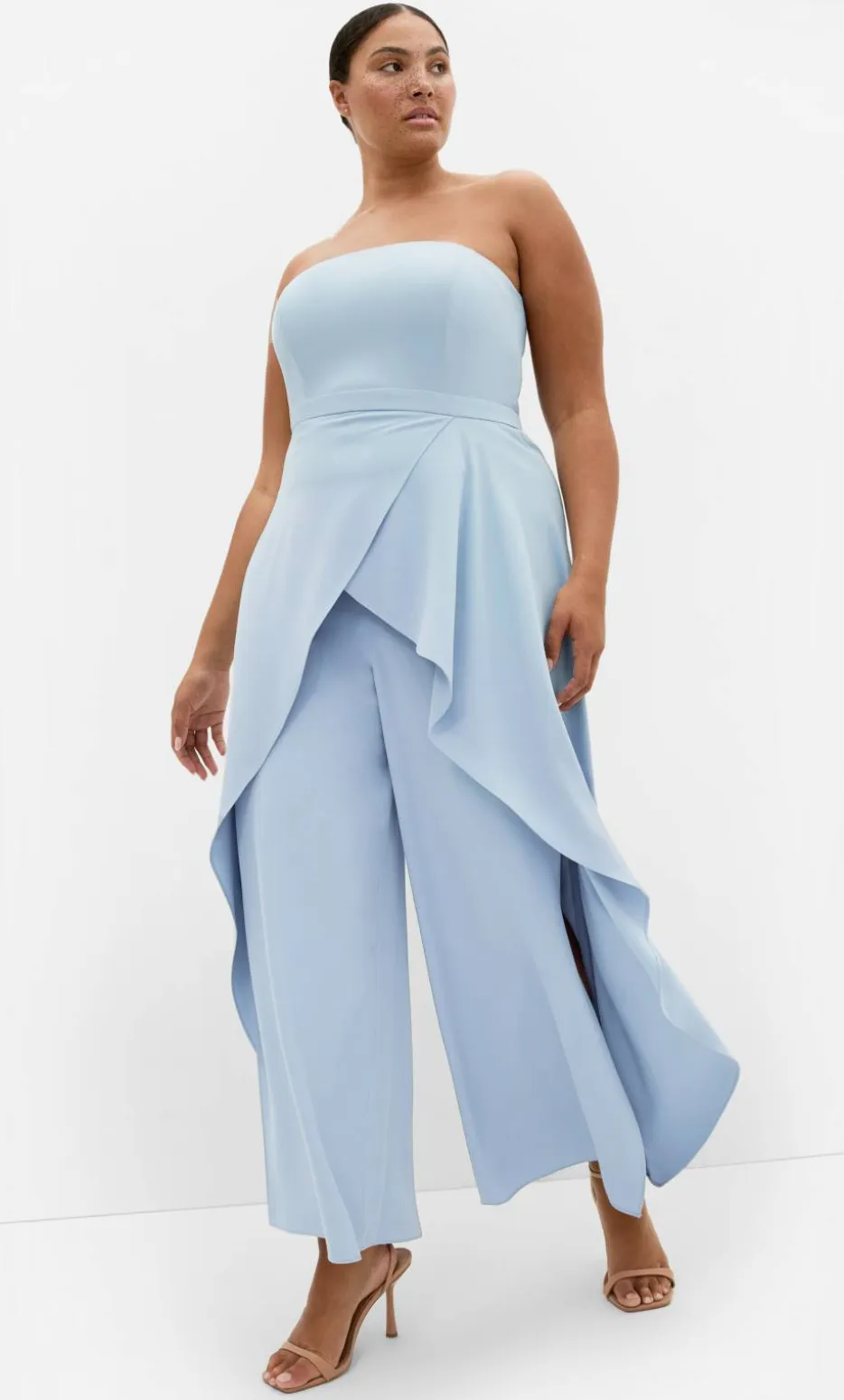 Attract Strapless Jumpsuit - dusty blue
