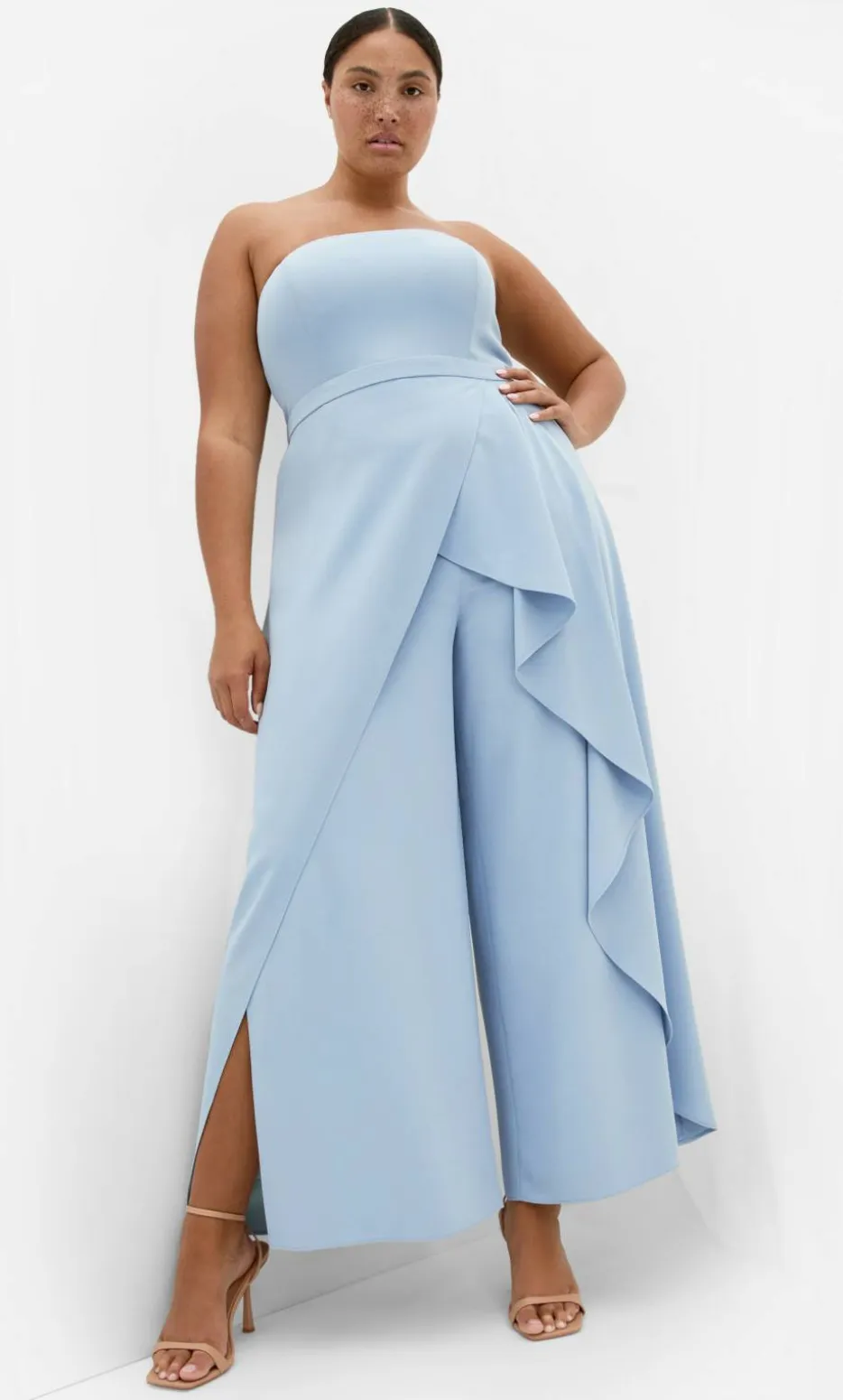 Attract Strapless Jumpsuit - dusty blue