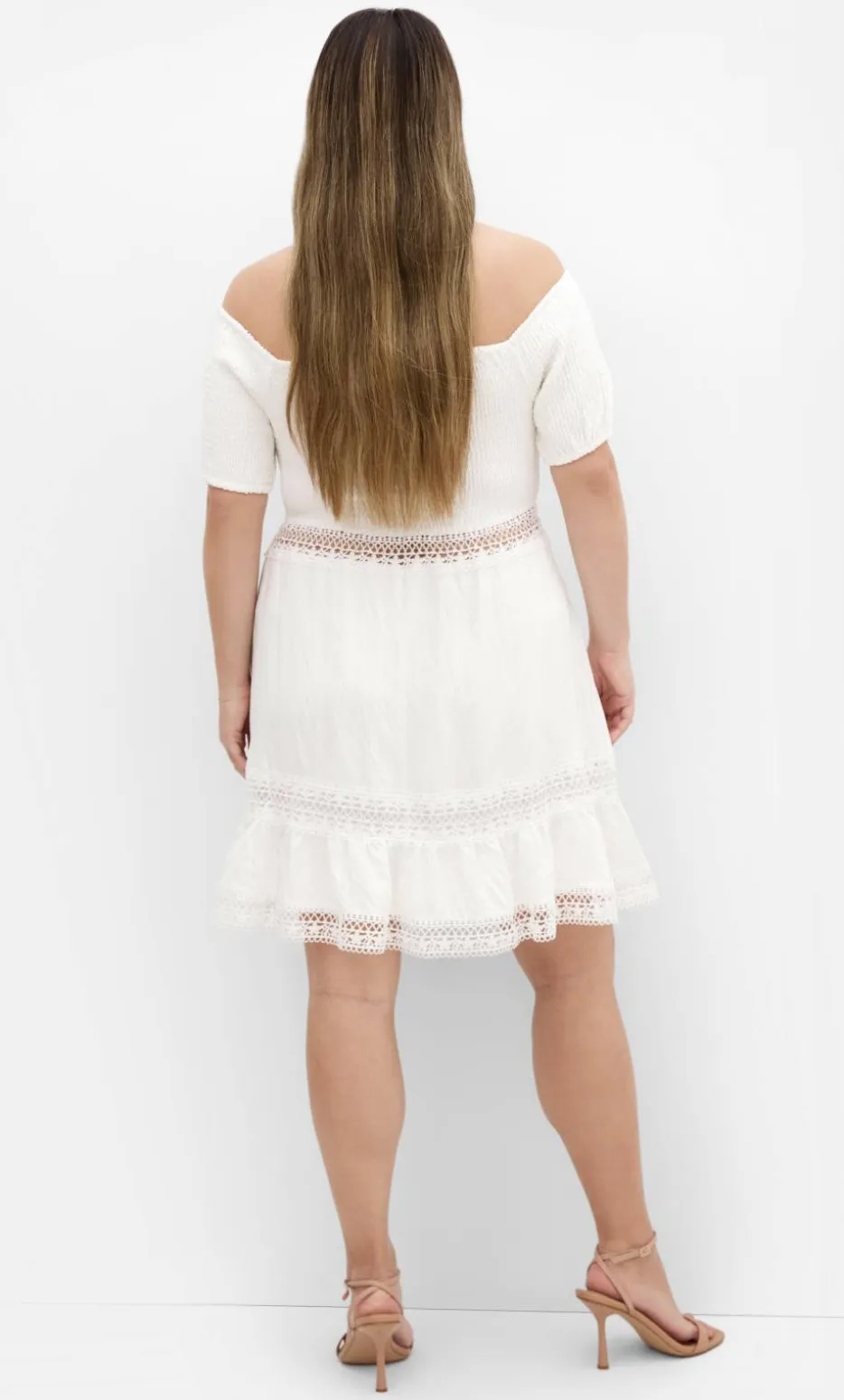 Aura Shirred Bodice Dress - ivory