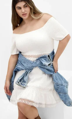 Aura Shirred Bodice Dress - ivory
