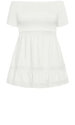 Aura Shirred Bodice Dress - ivory