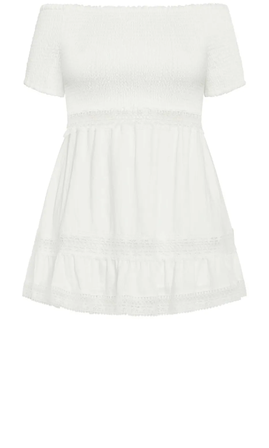 Aura Shirred Bodice Dress - ivory