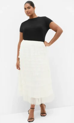 Averi Tulle Midi Skirt - vanilla