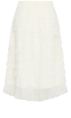 Averi Tulle Midi Skirt - vanilla