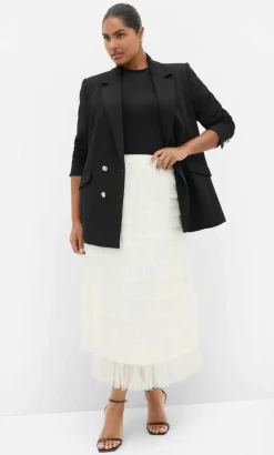 Averi Tulle Midi Skirt - vanilla