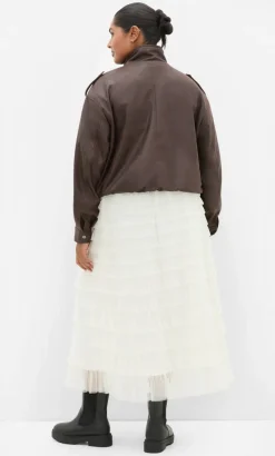 Averi Tulle Midi Skirt - vanilla