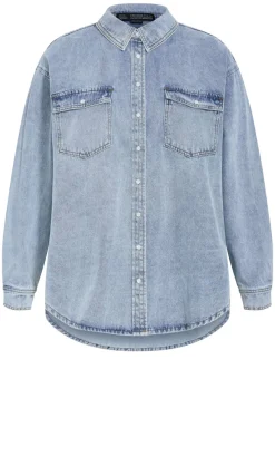 Avril Denim Shacket - light stone wash