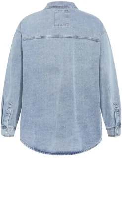 Avril Denim Shacket - light stone wash