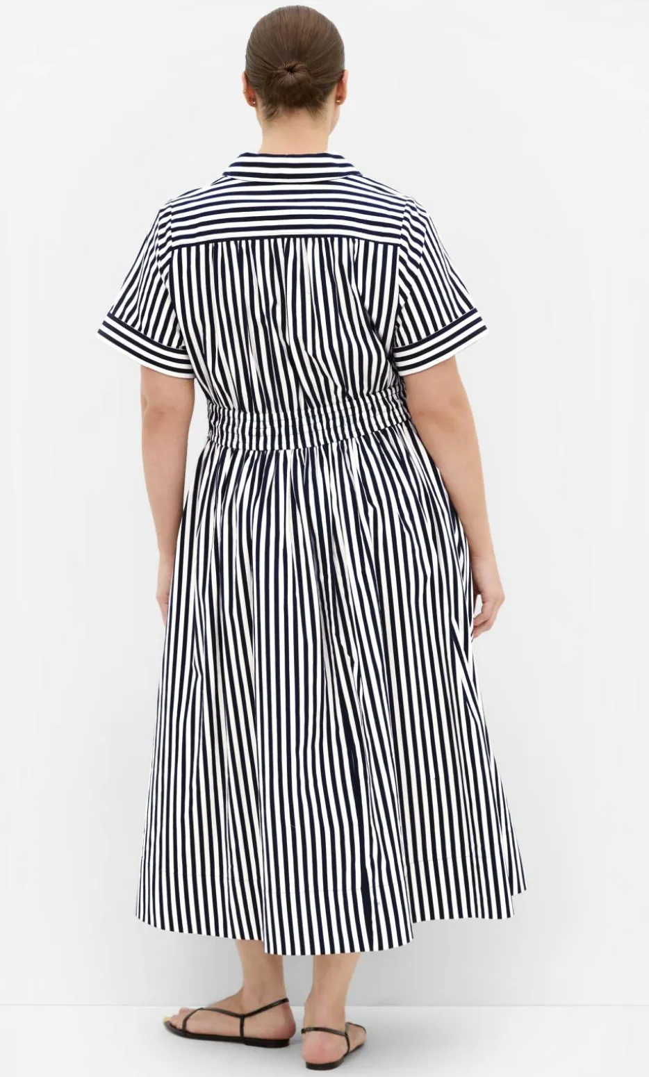 Ayla Stripe Shirt Dress - navy