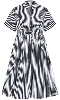 Ayla Stripe Shirt Dress - navy