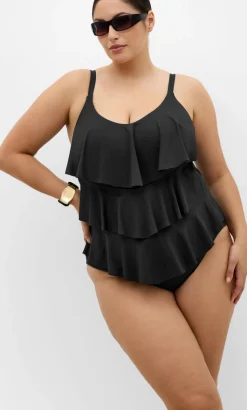 Azores Tiered 1 Piece - black
