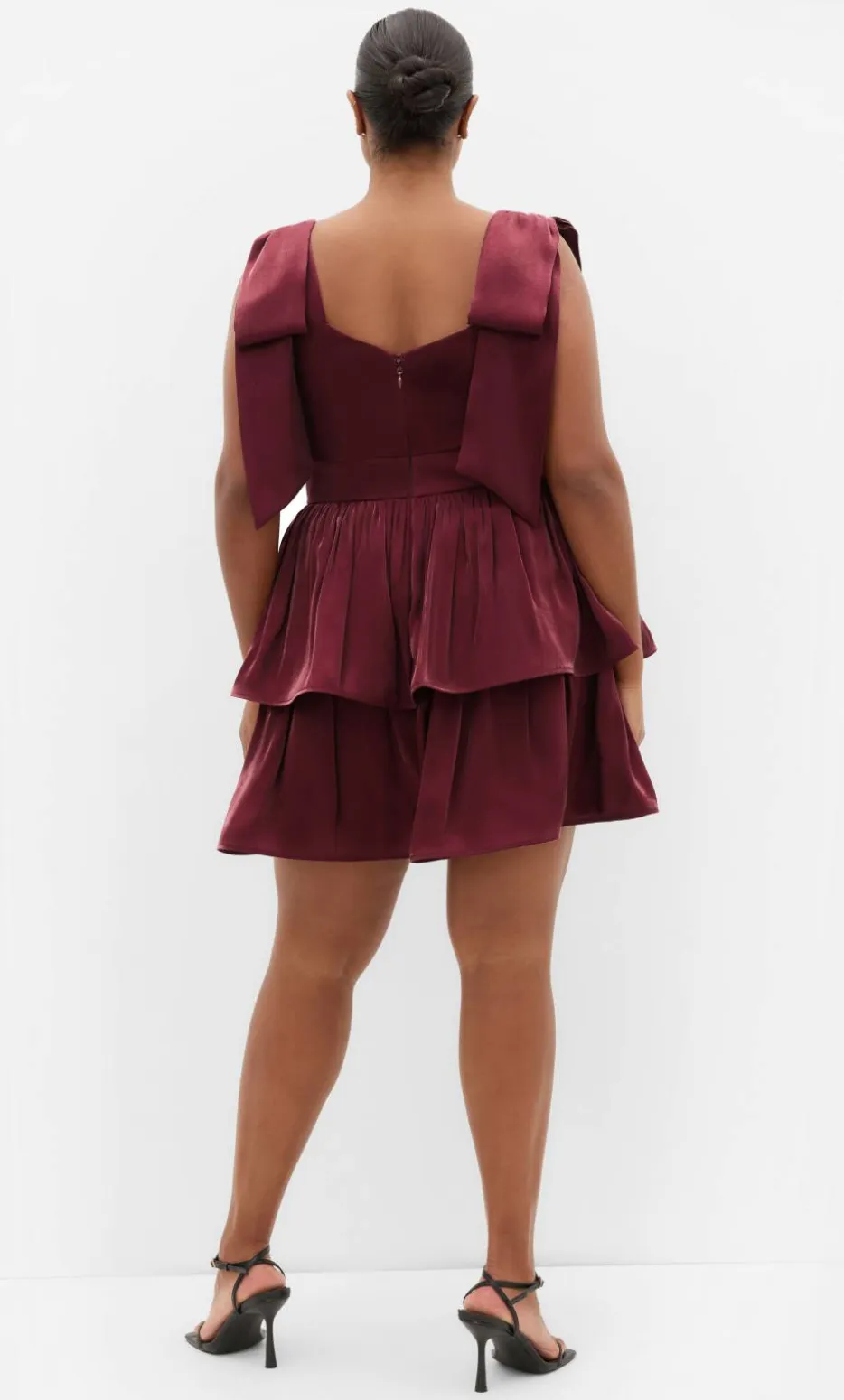 Betty Bow Mini Dress - dark cherry
