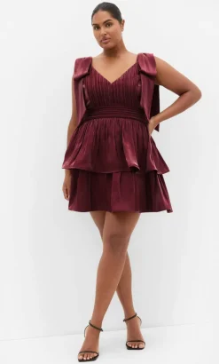Betty Bow Mini Dress - dark cherry
