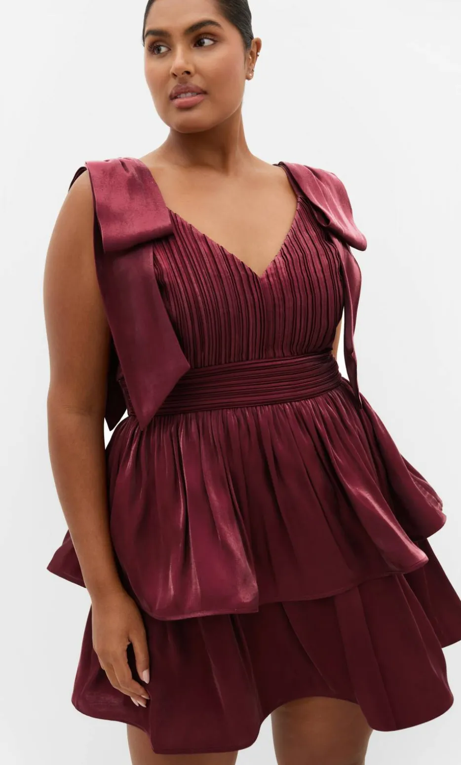 Betty Bow Mini Dress - dark cherry