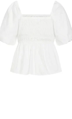 Blaire Shirred Peplum Top - ivory
