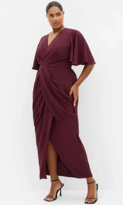 Braelynn Drape Maxi Dress - dark cherry