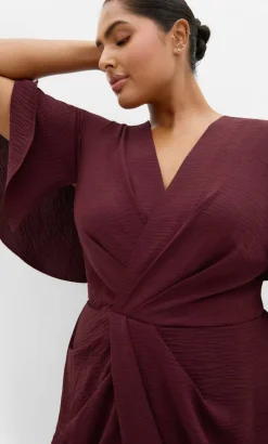 Braelynn Drape Maxi Dress - dark cherry
