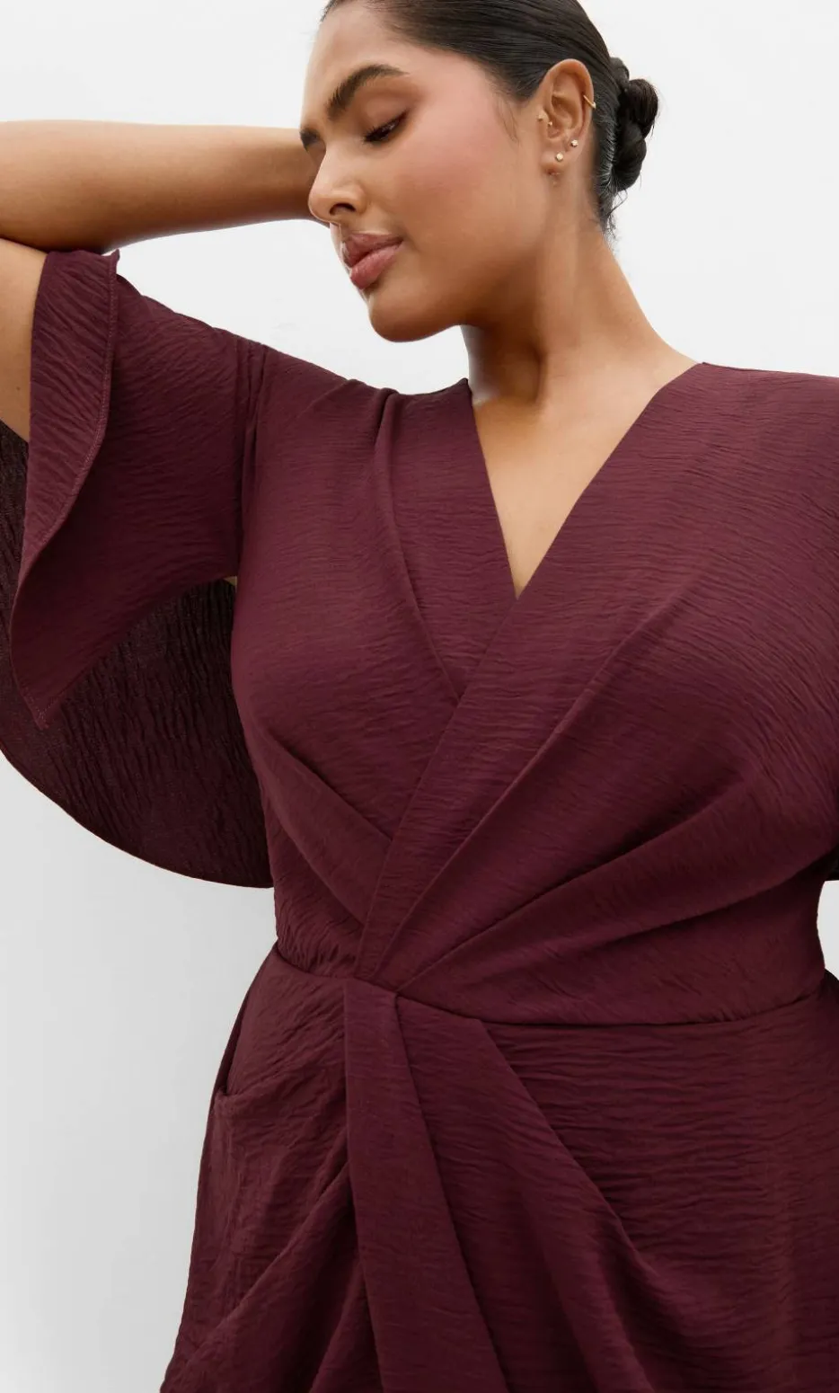 Braelynn Drape Maxi Dress - dark cherry