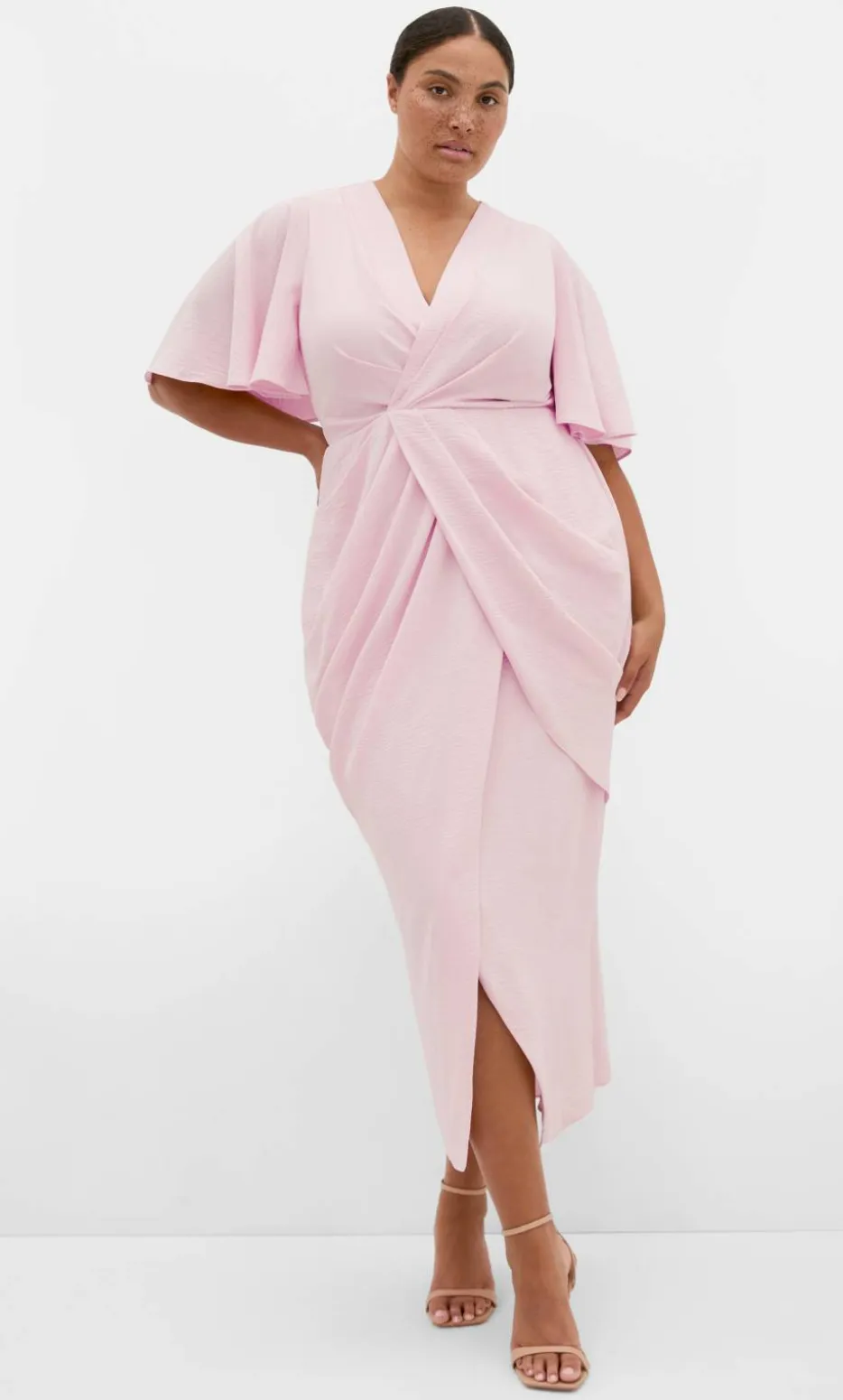 Braelynn Drape Maxi Dress - heavenly pink