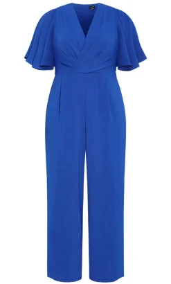 Braelynn V Neck Jumpsuit - cerulean