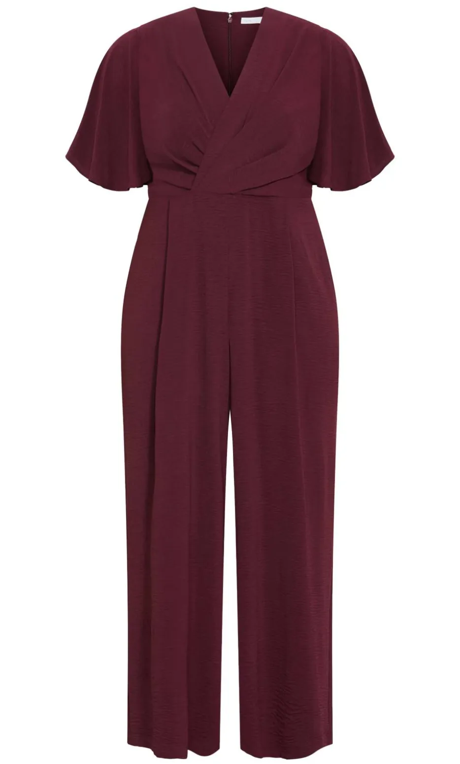 Braelynn V Neck Jumpsuit - dark cherry