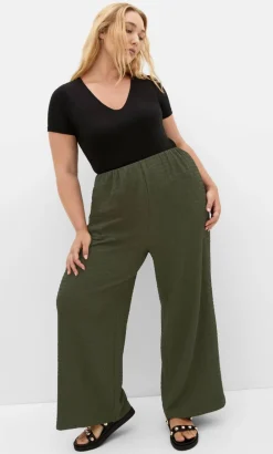 Brianna Wide Leg Pant - khaki