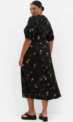 Briella Bouquet Print Dress - black