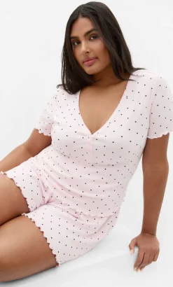 Brooke Spot Sleep Top - baby pink