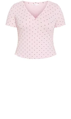 Brooke Spot Sleep Top - baby pink